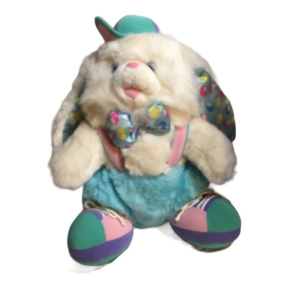Vtg TB Trading HopAlong Hopster Easter Bunny Plush Pastel Rainbow Easter Egg *3 - Picture 1 of 15